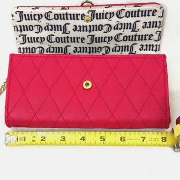 Y2K Juicy Couture Quilted Leather Long Wallet chain Heart Charm Barbiecore VNTG - Picture 14 of 16